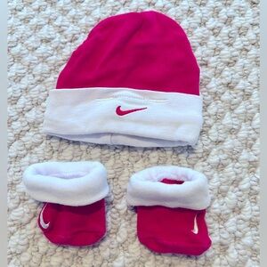 Nike Baby pink hat and socks - Size 0-3mos